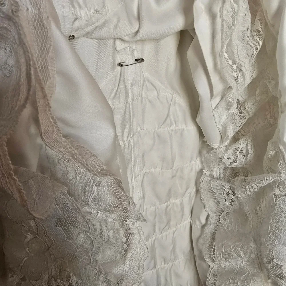 Vintage White Silk‎ Lace Gown 2-4 years Victorian or Edwardian prairie style